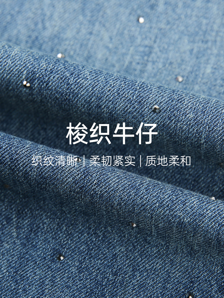 Trendy Design Rhinestone Slimming Comfortable Pure Cotton Jeans Plus Size Women's Clothing for Summer New Style