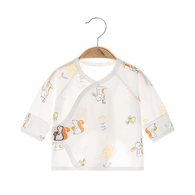 Newborn Baby Half-back Summer Boneless Pure Cotton Ultra-thin Newborn Pajamas Full Moon Monk Clothes Baby Top Air Conditioning