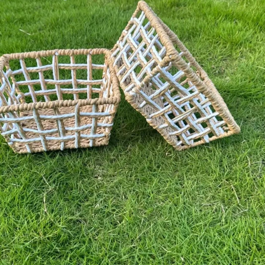 Paper Rattan Desktop Storage Box Dormitory Office Coffee Table Sundries Key Cosmetics Entrance Snacks Handmade