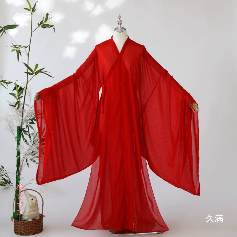 Hanfu-Style Round-Neck Robe with Song-Style Straight Inner Lining, Large Sleeves for Men and Women, Ancient Style for Autumn