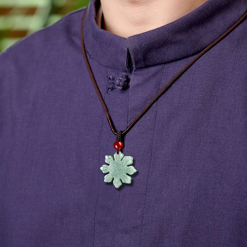 Natural Burma A Jade Sunflower Pendant Buckle Bean Jade Pendant Women's Jade Pendant Jade Wholesale