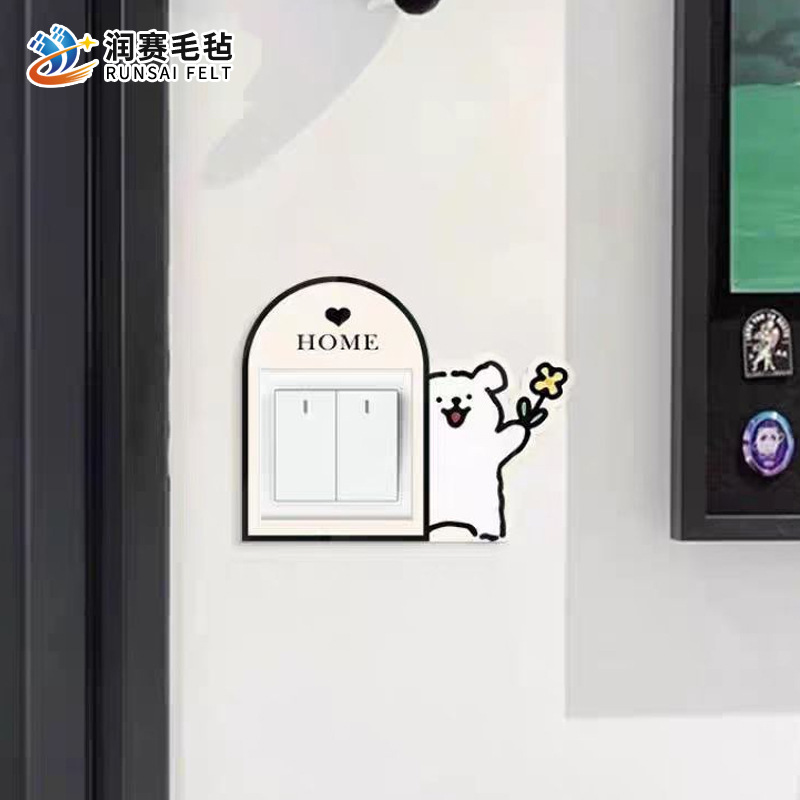 Wholesale household felt switch stickers ins wind cartoon animal socket frame set switch protection decorative wall stickers