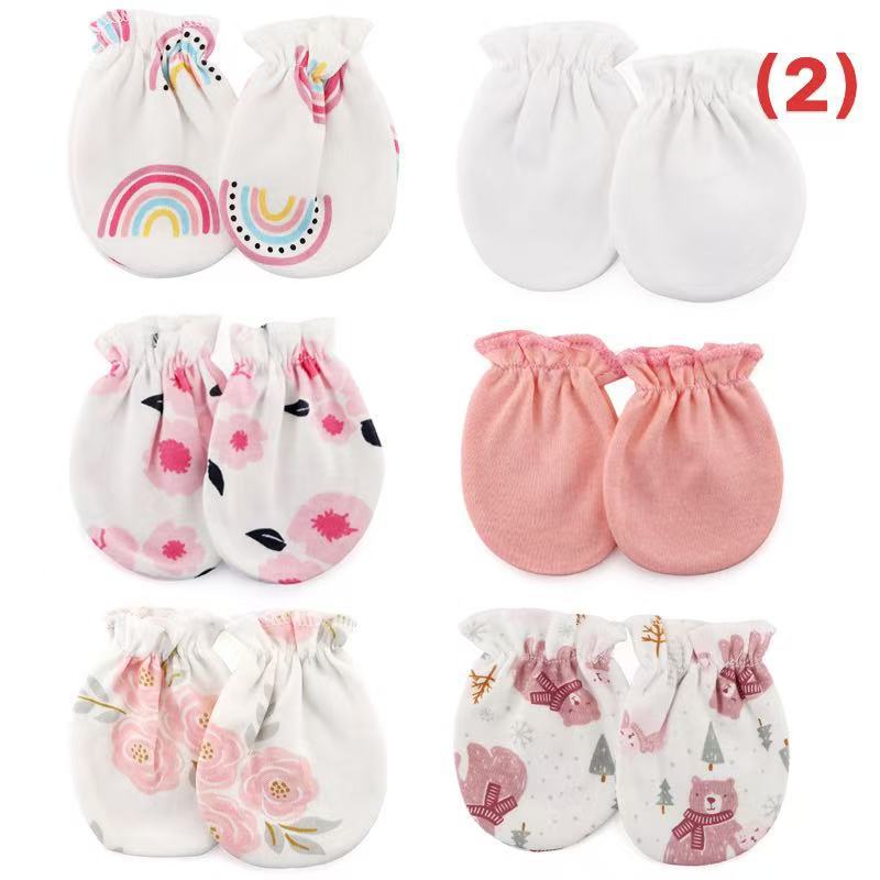 Foreign Trade European and American Baby Gloves, Dozens of Cartoon Printed Newborn Anti-Scratch Face Gloves
