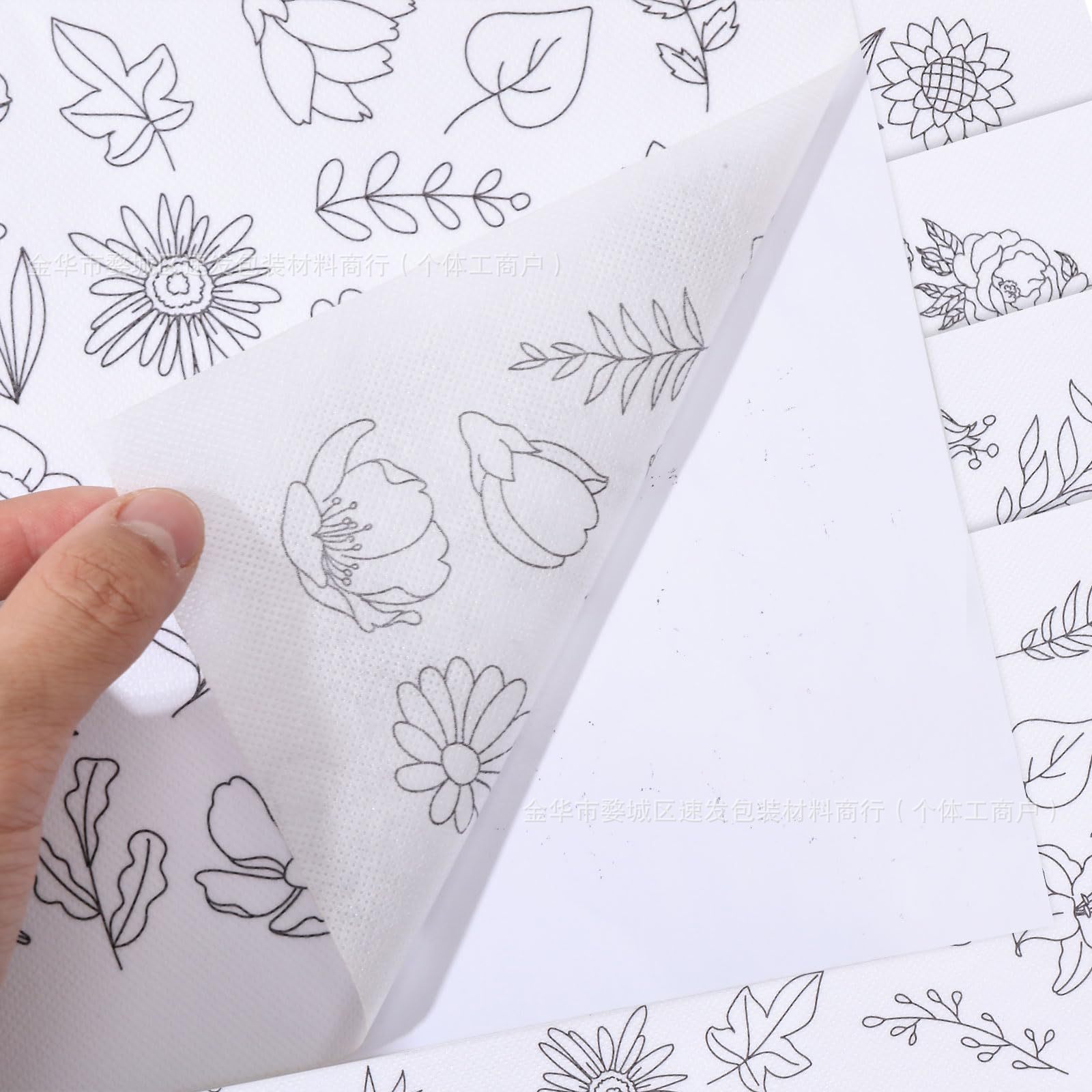 A4 Floral Plant Marine Animal Hand Embroidery Self-Adhesive Sticker Backing Adhesive Embroidery Water-Soluble Stabilizer Non-Woven Fabric