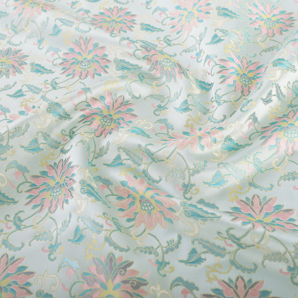 "FS100 Step by Step and Lotus" National Style Imitation Song Jin Vest Jacket Fabric Jacquard Clothing Hanfu Fabric