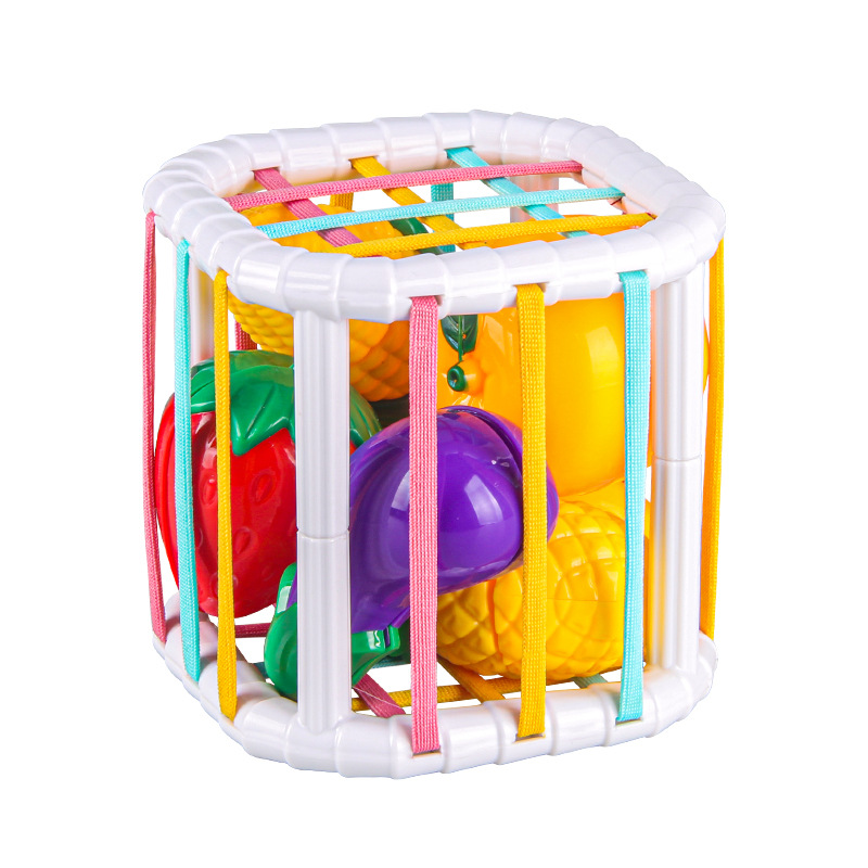 Shake the same rainbow can cut fruits and vegetables cessele shape color cognitive hand fine motor toys