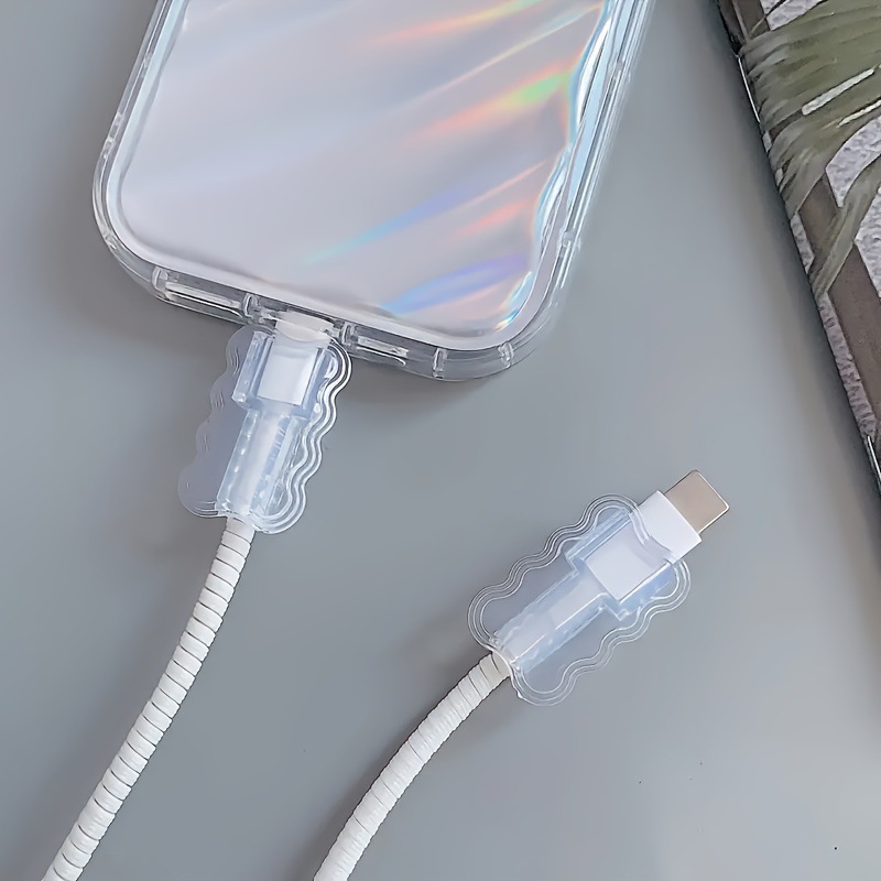 Suitable for Apple 15ins Charger Protective Cover 20W Winding Cover Anti-breaking Three-layer Wave Overlay Transparent Wire Bite