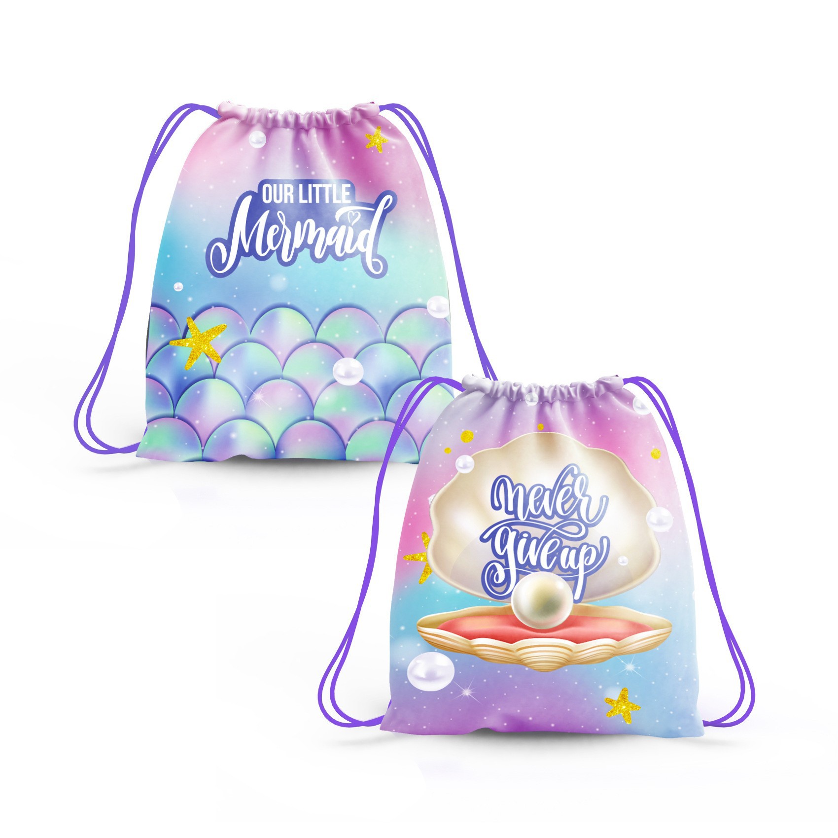 Amazon new mermaid drawstring bag mermaid candy drawstring drawstring bag birthday party Candy drawstring bag