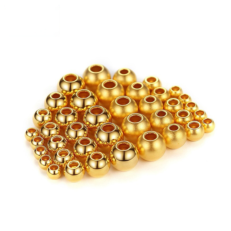 Wholesale Gold Beads, Pure Gold 999 Small Gold Beads, 3D Hard Gold Smooth Beads, Traditional Round Beads, Cat's Eye, Disco Money Beads