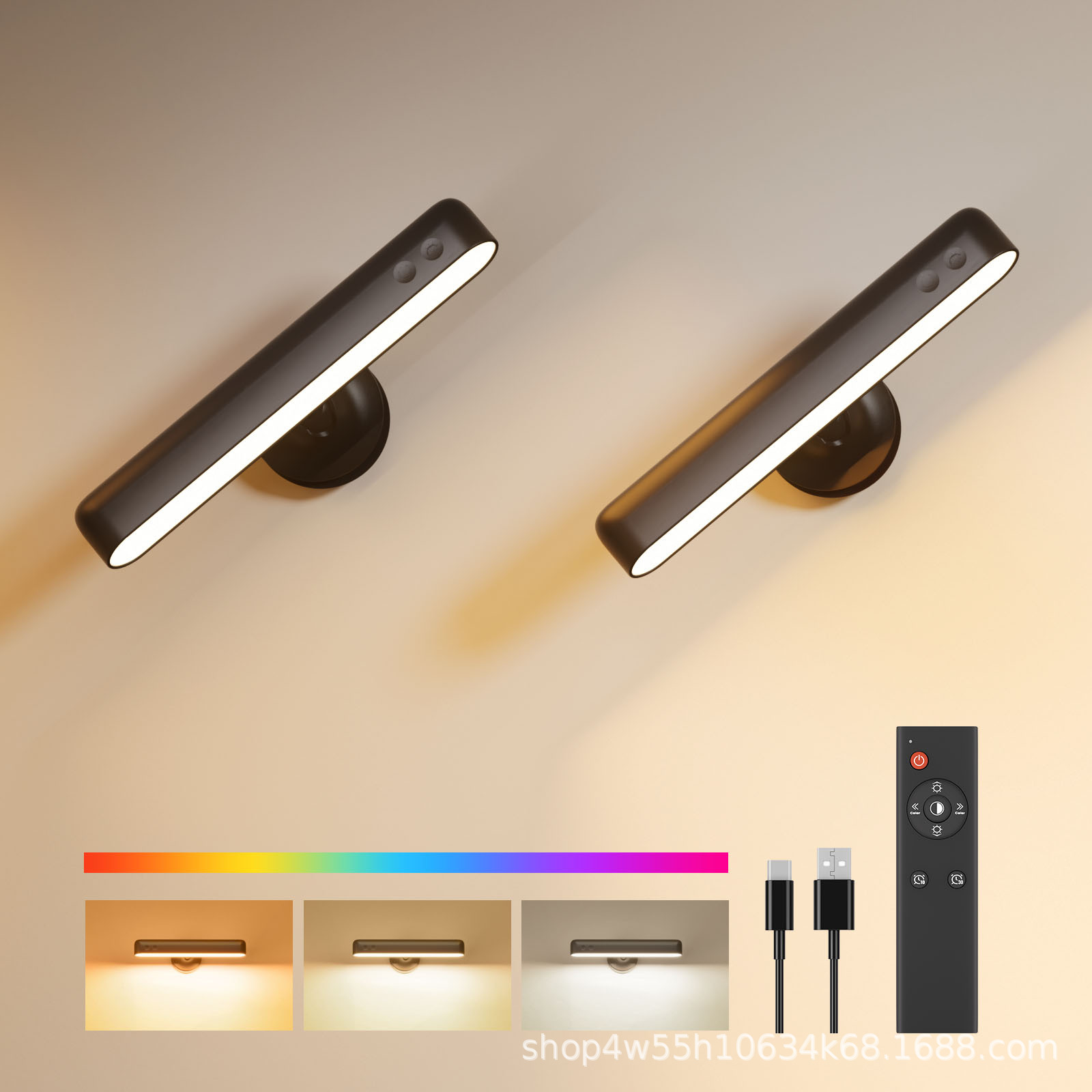 6000mAh большой емкости магнитный настенный светильник RGB, дистанционное управление, 360 градусов поворот