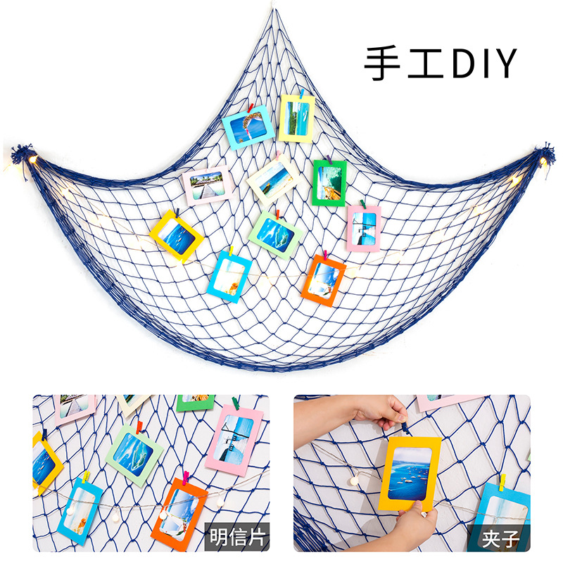 Amazon Mediterranean Style Fishnet Decoration Cotton Rope Props Bar Background Wall Photo Wall Shell Floating Wood Rope