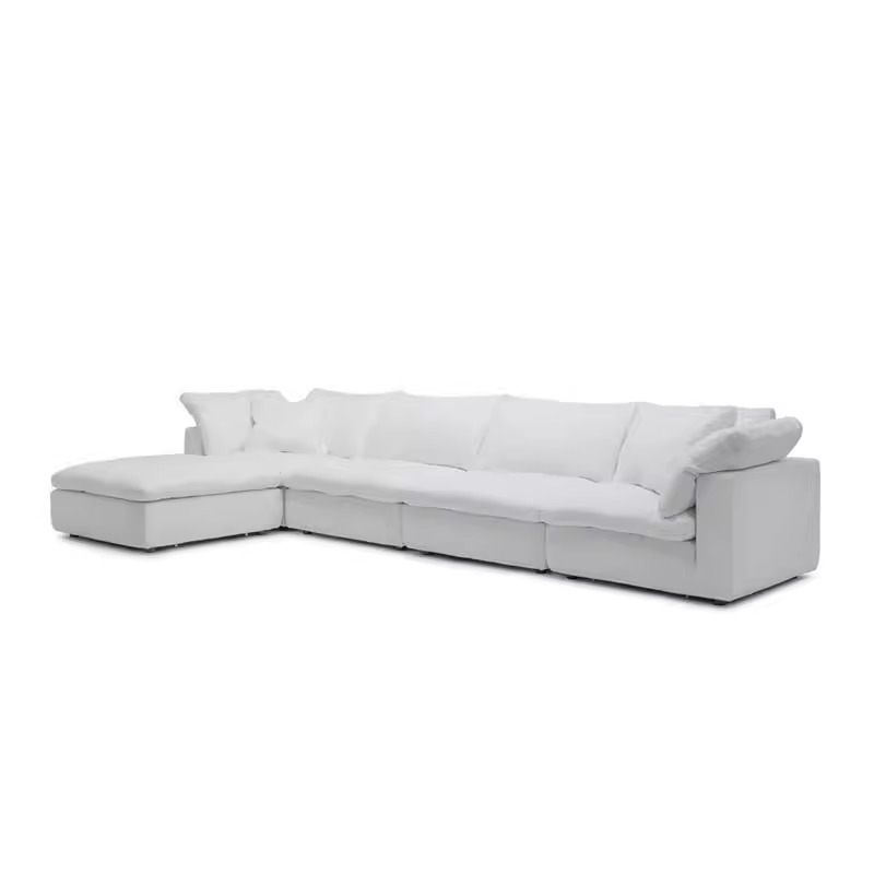 Cream-Colored Fabric Sofa, Nordic Living Room, High-End Feel, Small Apartment, Cloud-Style, Removable and Washable Sofa Set, Mid-Century Style
