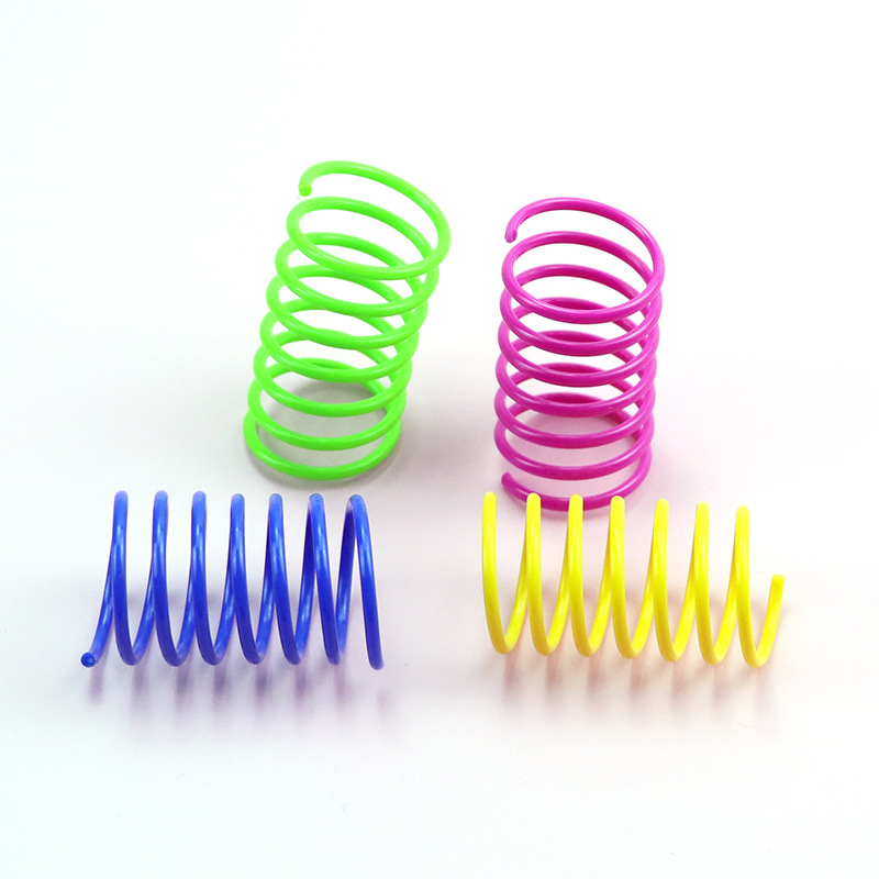 Cat Toy Plastic Spring Self-pleasure Pet Toy Colorfulful Long and Short Style to Relieve Boredom Funny Cat Pet PVC Toy