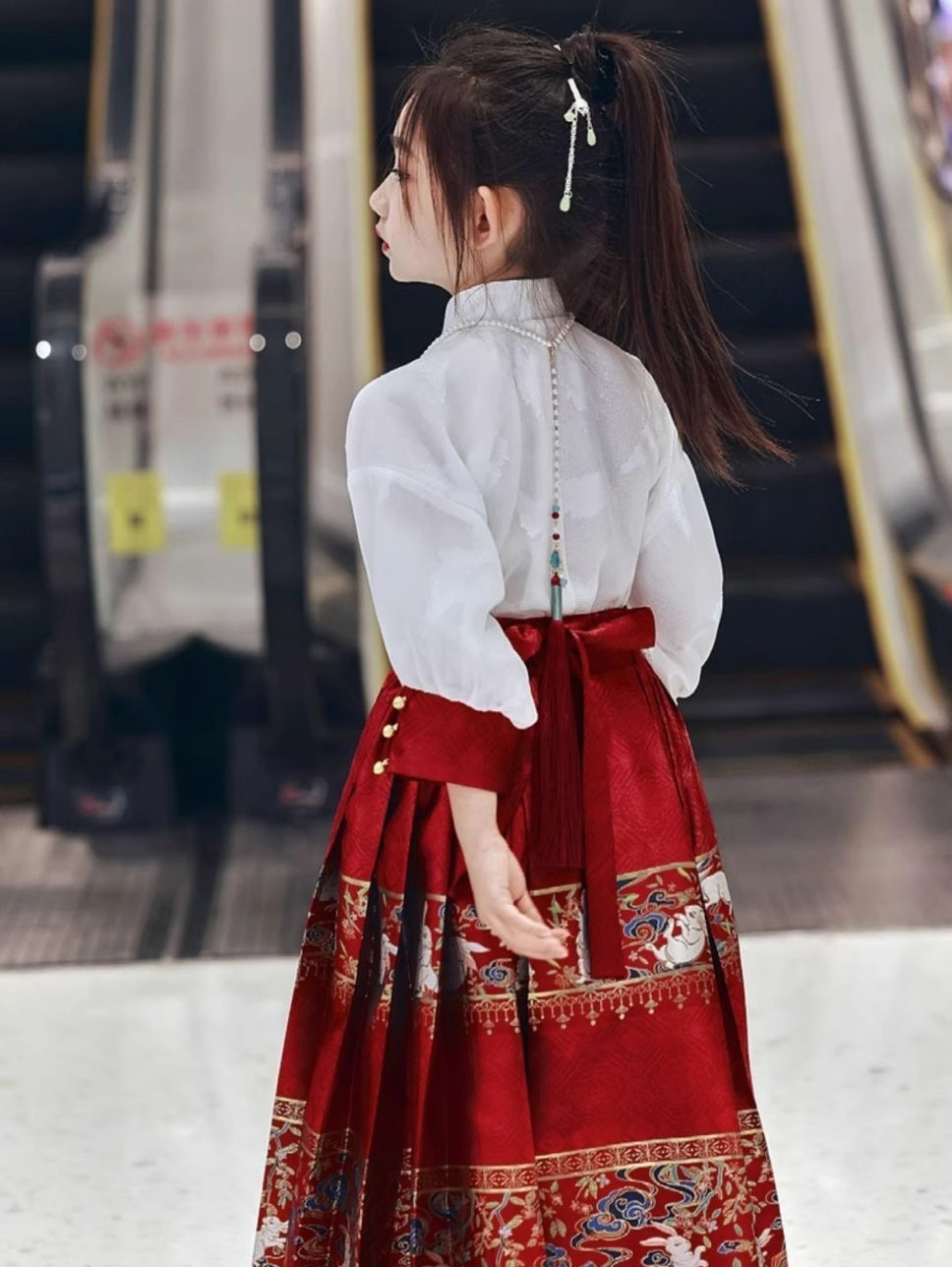 Horse Face Skirt Girls Spring Kidsren's Han Dynasty 2025 New Antique Suit Little Girl Chinese Style Ancient Han Dynasty for Women