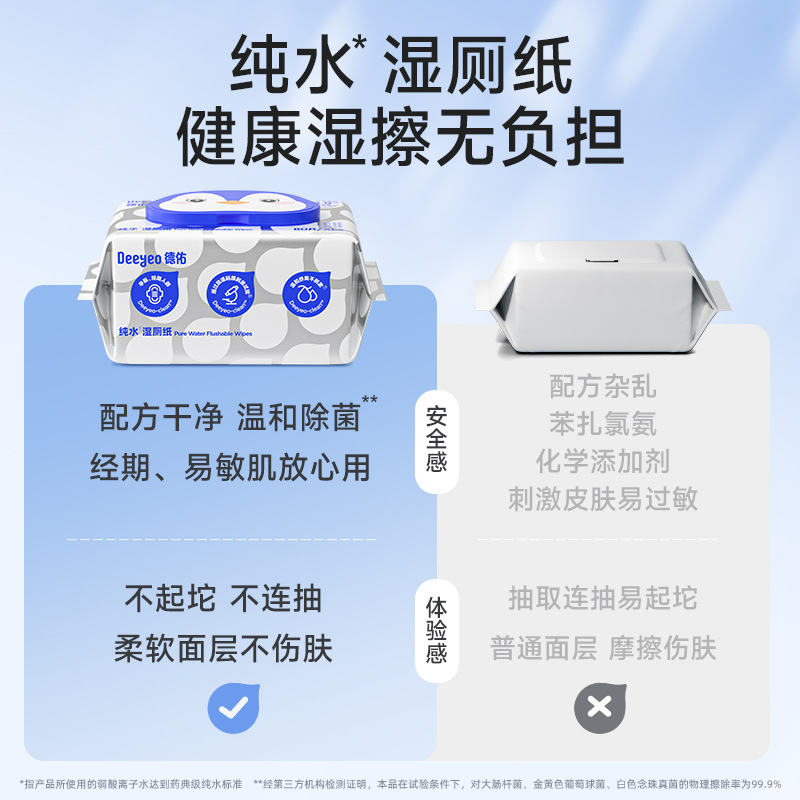 [Strict Selection] Deyou Pure Water Wet Toilet Paper Home Edition Toilet Wet Wipes Affordable Wet Wipes for Men and Women Can be Dispersed