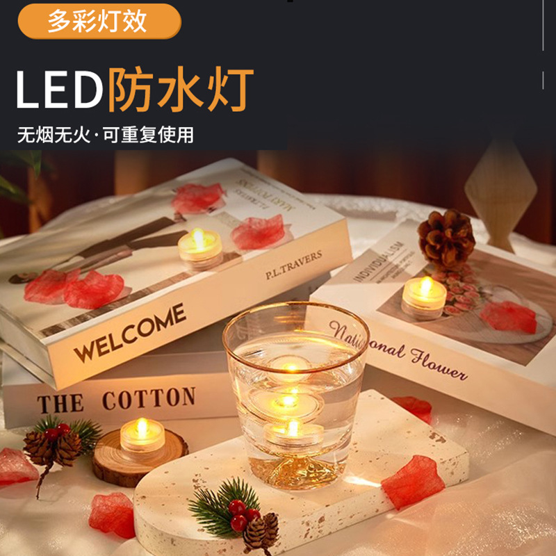Led Waterproof Candle Light Aquarium Fish Tank Betta Light Luminous Diving Light Decorative Atmosphere Digital Candle Submersible Light