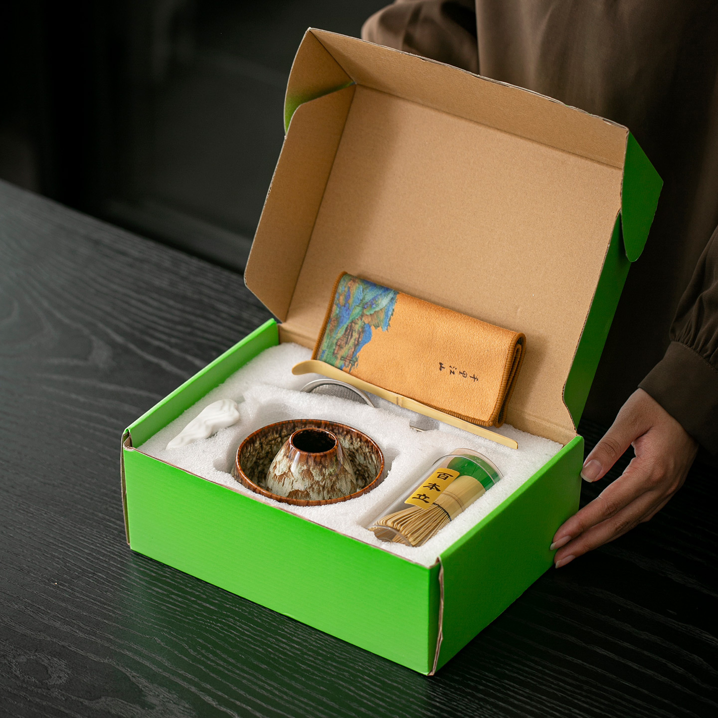 Cross-Border Exclusive Amazon Ins-Style Japanese Ceramic Matcha Tea Bowl Tea Whisk Tea Art Set Wholesale