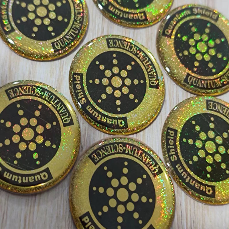 Includes Outer Packaging, Negative Ion Phone Sticker, Gold and Silver Color, Unit Price Includes Packaging, Anti-Wave Frequency Radiation Energy Phone Sticker