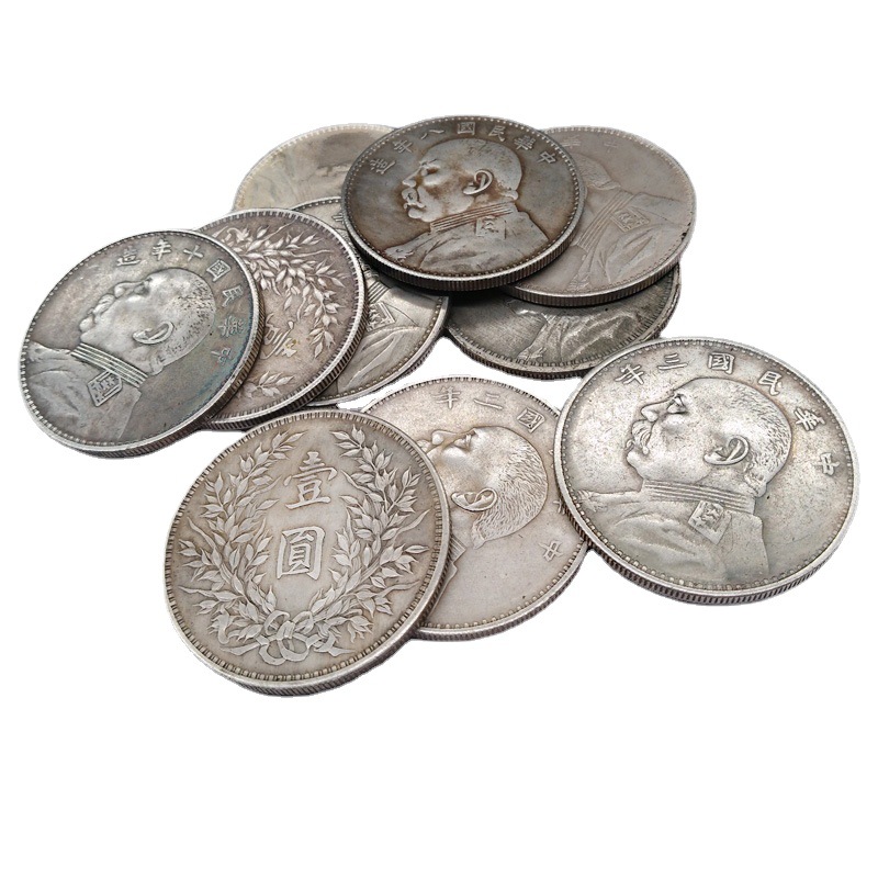 Wholesale Yuan Big-Head Silver Dollar Complete Set of Foreign Street Stalls Live Broadcast Antique Crafts Republic of China Commemorative Coin Iron Silver-Plated Yuan