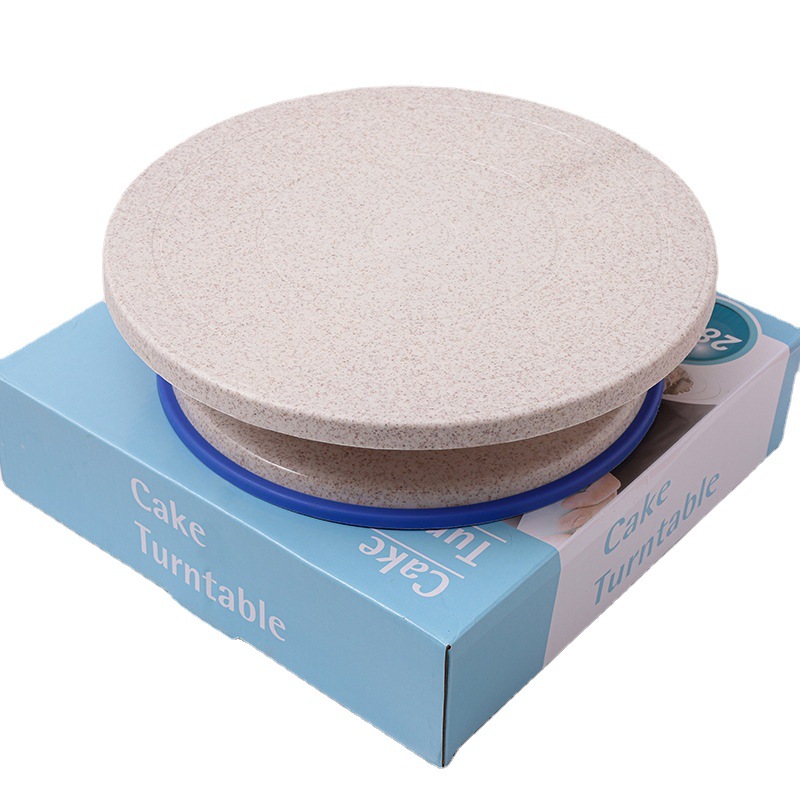 Upgraded Version of Cake Turntable with Glue Strip, Non-Slip Decorating Table, Biodegradable Wheat Straw Turntable, DIY Baking Tools