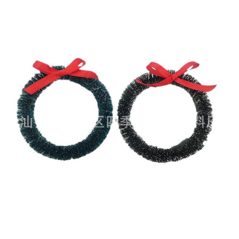 Christmas Small Wreath Bow Door Hanging Decoration Cross-Border Small Wreath Mini Sisal Silk Christmas Celebration Supplies Hanging Decorations