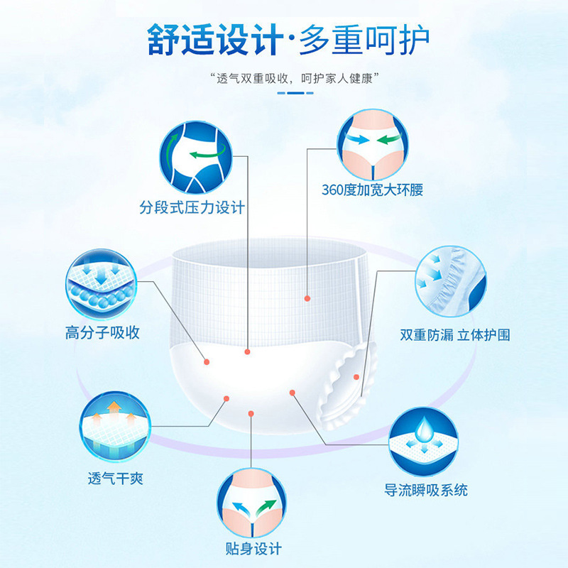 Hexibao Adult Pull-Up Pants for the Elderly, Adult Diapers for the Elderly XL Plus Size 10 Pieces