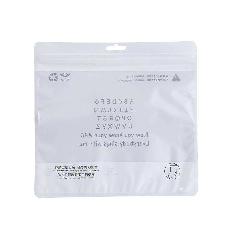 Children's Socks Packaging Bag, Thickened Sub-Film, 5 Pairs of Socks in a Self-Sealing Bag, Hangable Plastic Sealing Bag with Durable Zipper