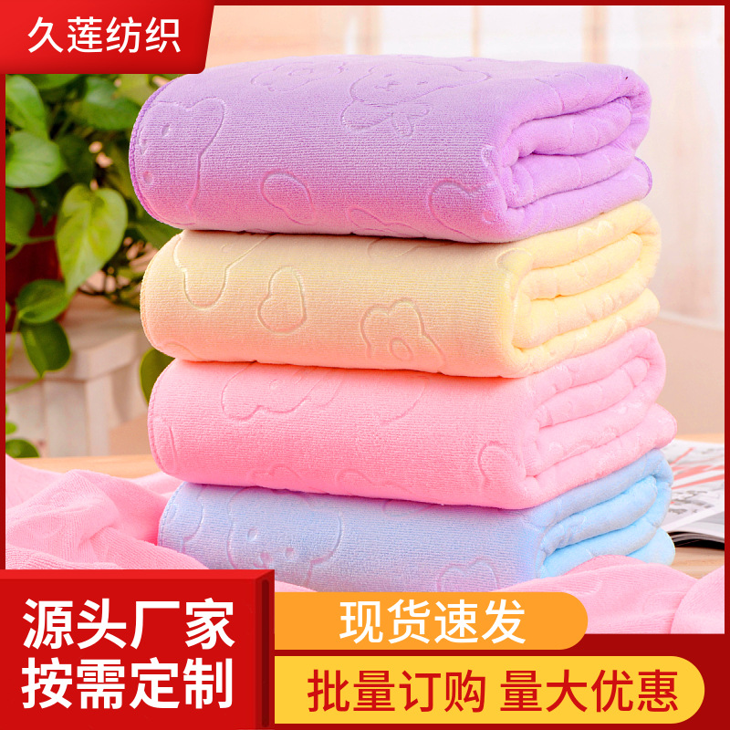 Factory wholesale microfiber embossed bath towel 70*140 absorbent colorful large towel tube breast bath towel beach towel
