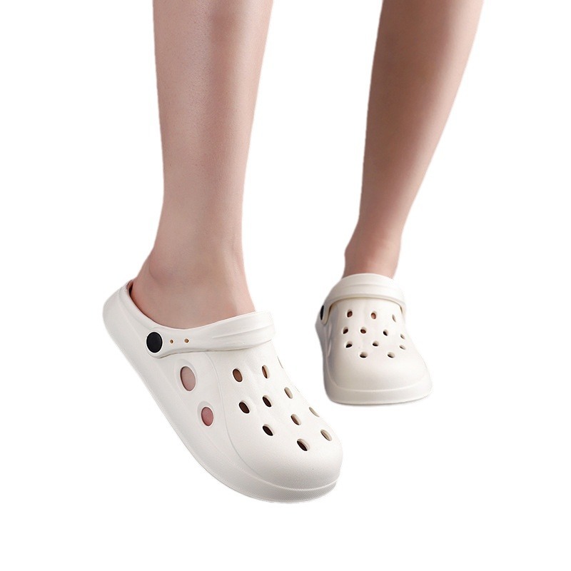 Summer New Clogs Men's Trendy Non-Slip Soft-Soled Toe-Cap Sandals Wholesale Outer Wear Thick-Soled Solid Color Beach Slippers for Women