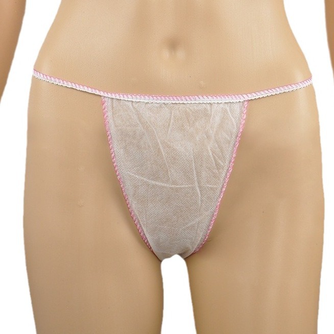 Disposable thong non-woven white beauty travel breathable wash-free sauna sweat steaming disposable underwear for girls