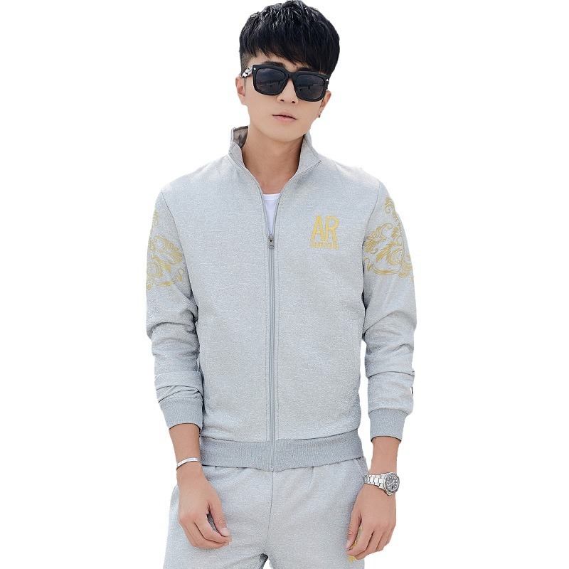 Cross-Border Foreign Trade Spring and Autumn Men's Sweatshirt Suit Stand Collar Sweatshirt Sports Straight Trousers Casual Suit Two-Piece Set