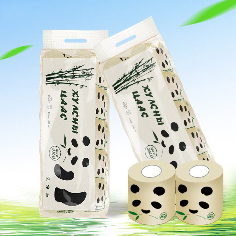 Export Customized Bamboo Pulp Natural Toilet Paper Natural Color Roll Cored Natural Color Bamboo Pulp Roll Paper Napkin Customization