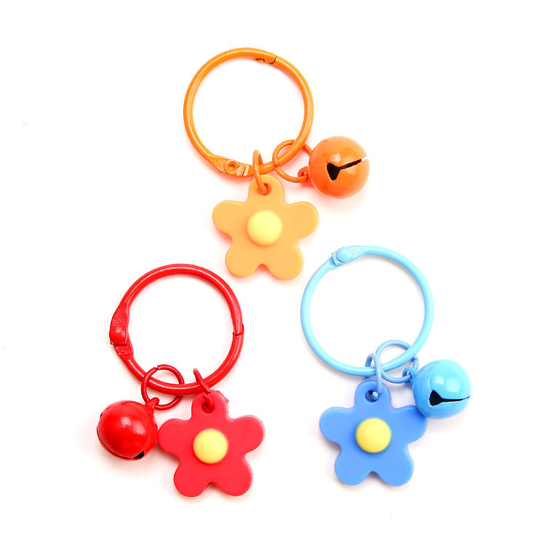 Creative Handmade DIY Jewelry Hangings ins Mixed Color Soft Glue Flower Bell Keychain Girls Bag Jewelry Accessories