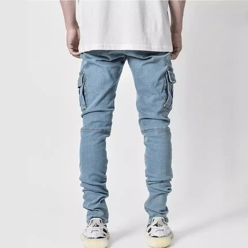 In-Stock 2021 European and American Cross-Border New Men's Jeans with Side Pockets and Slim Fit Nk012