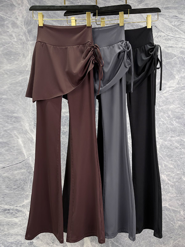 Micro-Flared Yoga Pants for Women, Summer Two-Piece Cover-Up Skirt, Petite Sports Fitness Pants, Pilates Training