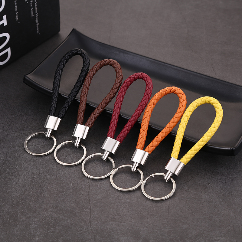 Creative new leather rope keychain woven car pendant color key rope pendant activity small gift jewelry