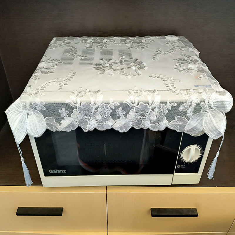 Embroidered lace tassel mesh square universal cover towel white beautiful home decoration fabric dust cover