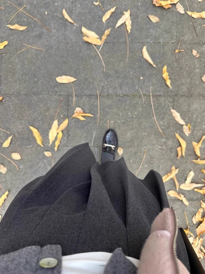 Pregnant Women's Spring Autumn and Winter Belly-supporting Skirt Loose plus size Slimming High Waist Hip Covering A- line Wool Pleated Skirt Mid-length