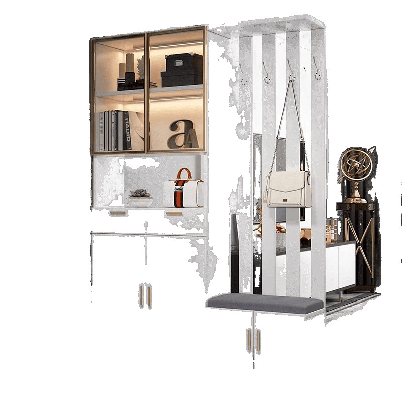 Italian Light Luxury Entrance Cabinet Shoe Cabinet Integrated Modern Simple Living Room Screen Entrance Partition Cabinet Shoe Changing Stool Wine Cabinet Factory