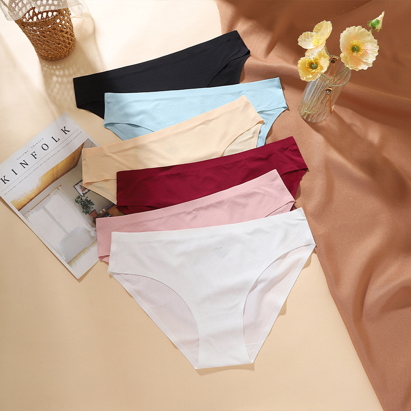 Бесшовное сетчатое женское белье низкой талии, дышащее, комфортное, из чистого хлопка, европейские и американские трусики
