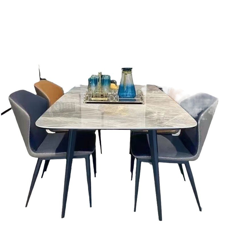 Rock Board Dining Table and Chair Combination Household Small Apartment Modern Simple Light Luxury Nordic Rectangular Light Surface Dining Table