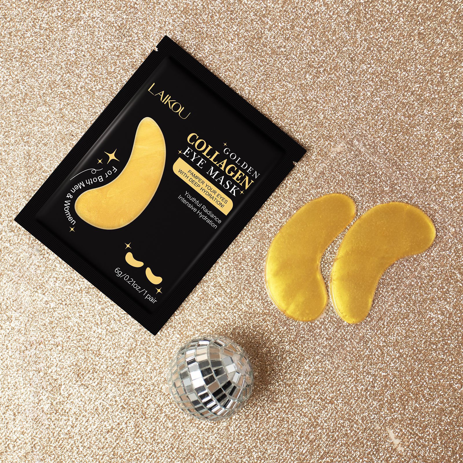 Cross-Border New Product Laikou Gold Eye Mask Gold Single Piece Eye Mask Patch 6g Collagen Eye Mask Patch