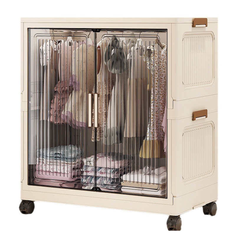 70-80 Wide Baby Wardrobe Dustproof Clothes Storage Cabinet Bedroom Children Folding Assembly Open Door Storage Wardrobe