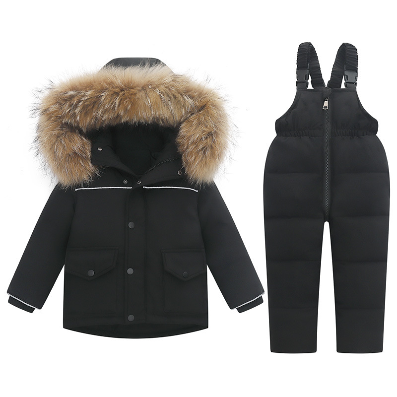 Factory Direct European and American children's down jacket suit boys and girls thickened 1-6 years old ski suit down two-piece suit