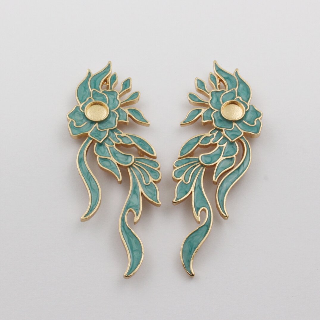 Ancient style cast copper Flower Vine drop oil epoxy pendant vintage Hanfu hair accessories headdress hair crown material accessories diy jewelry