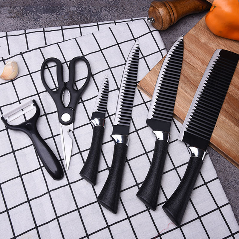Knife six-piece non-stick knife wave pattern six-piece knife striped 6-Piece Gift knife set 6-piece knife set 238A knife set