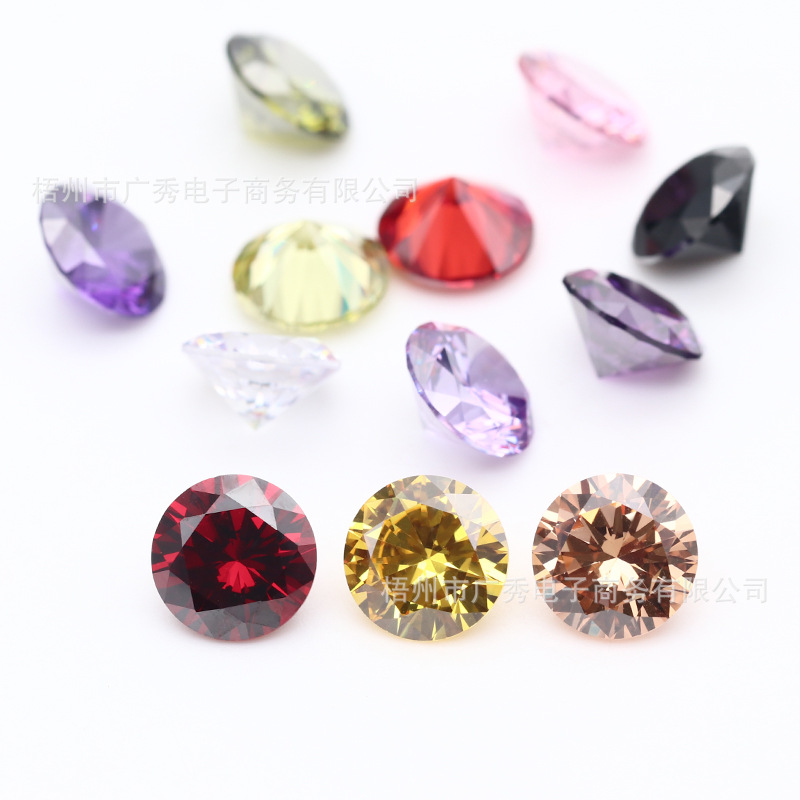 Wuzhou Small Size Gemstone 5A Round Pointed Bottom Zircon 0.9-3mm White Colorful Artificial Synthetic Hao Stone Zircon