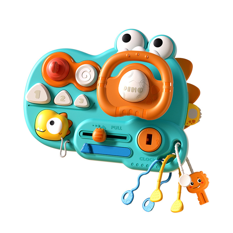 Cross-border Baby Multi-function Steering Wheel Puzzle Cartoon Dinosaur Lala Le Busy Board Baby Early Education Cart Toy