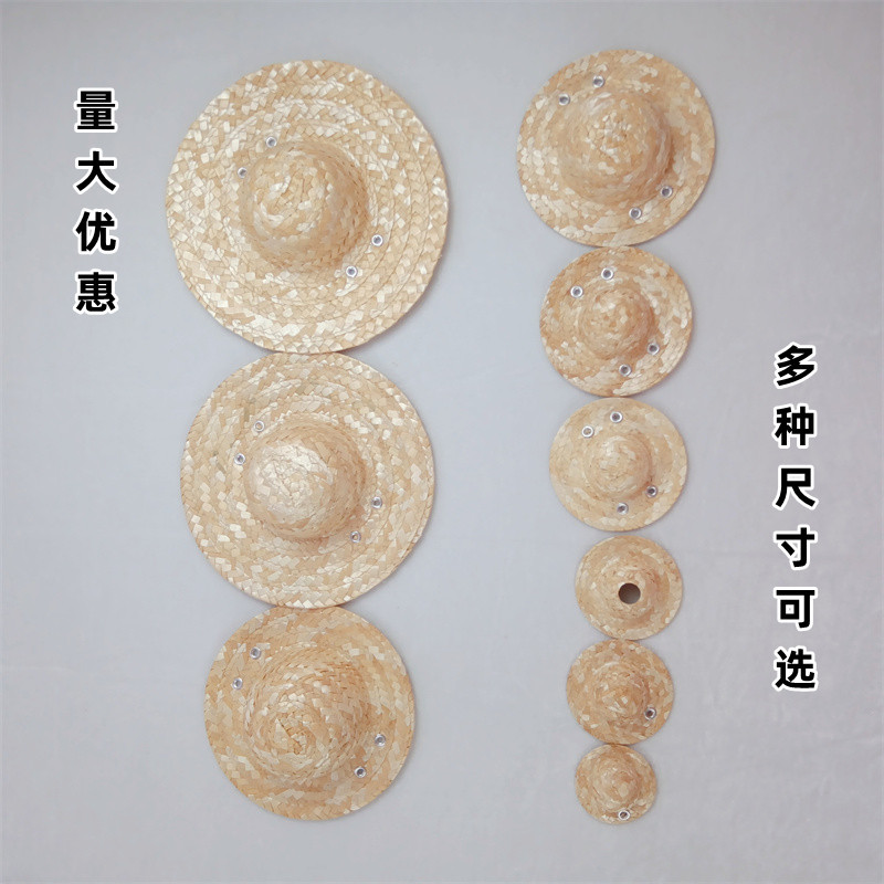 Pet Straw Hat Spring and Summer Straw Woven Mini Straw Hat Vintage Farmer Adjustable Graffiti DIY Decorative Straw Hat