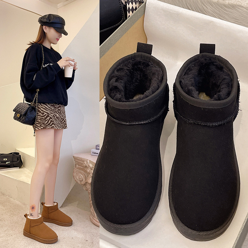 New Snow Boots for Women 2025 Winter New Style Fleece-Lined Warm Short Boots Internet Celebrity Anti-Water Thick-Soled Cotton Shoes
